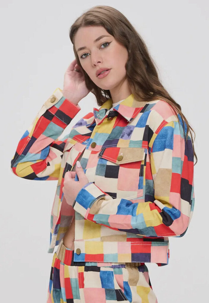 Color Patch Denim Jacket