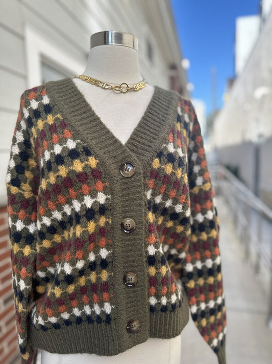 Green Multi Cardigan