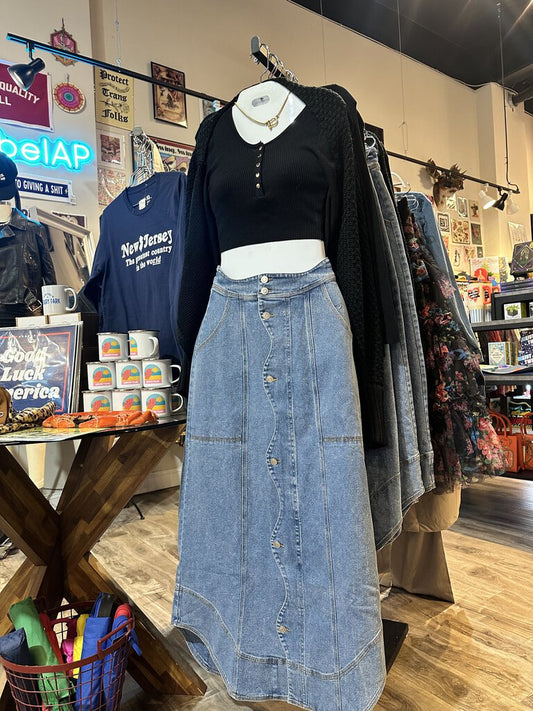 Blue B Denim Wavy Skirt