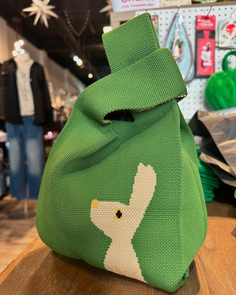 Knit Green Bunny Tote