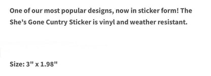 Pre-Order She's Gone Cuntry Sticker